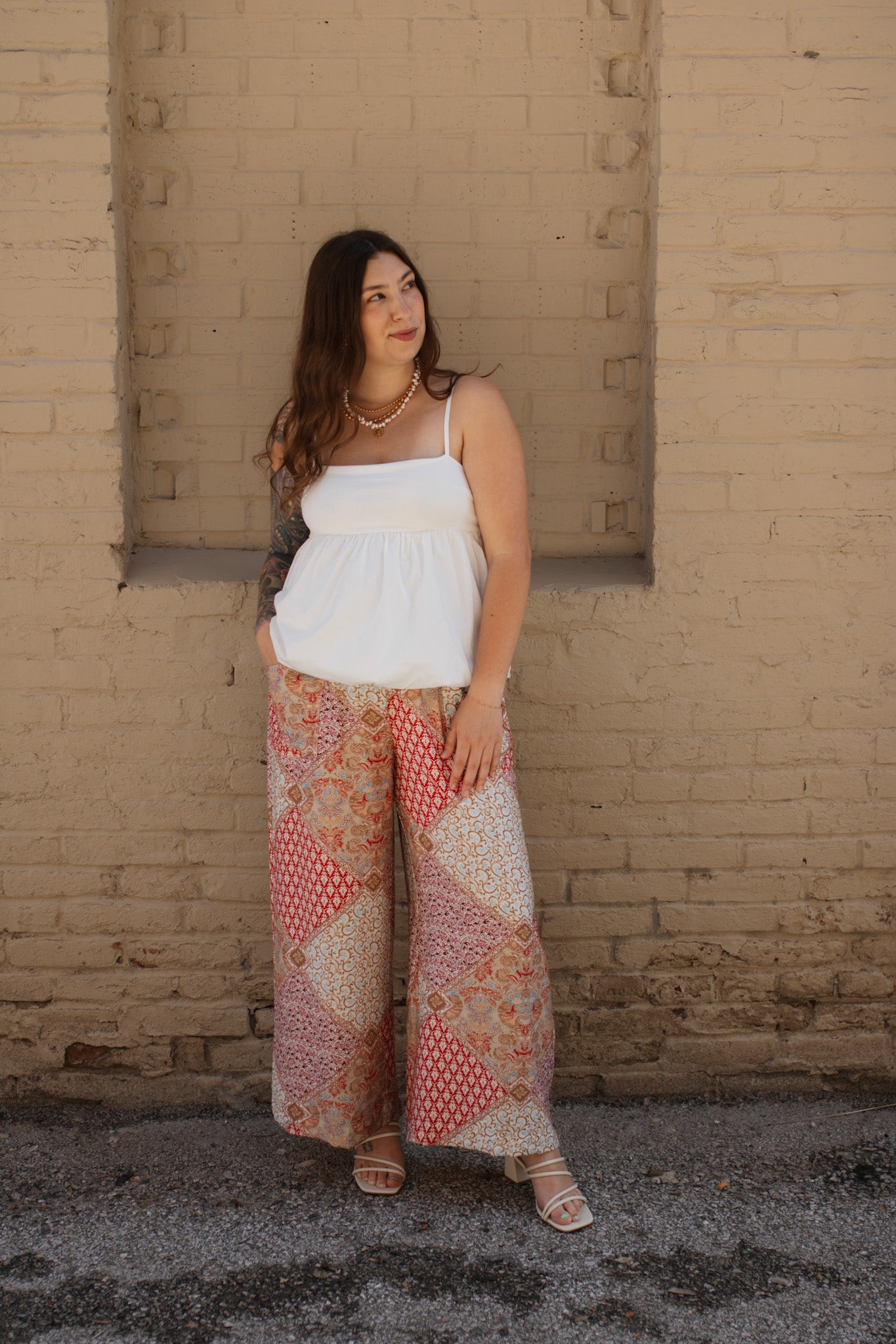April Patchwork Wide Leg Pants