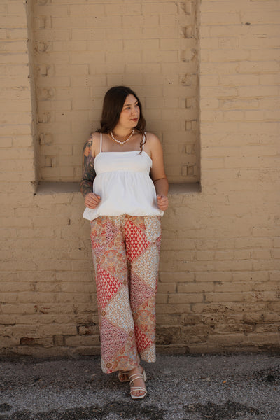 April Patchwork Wide Leg Pants