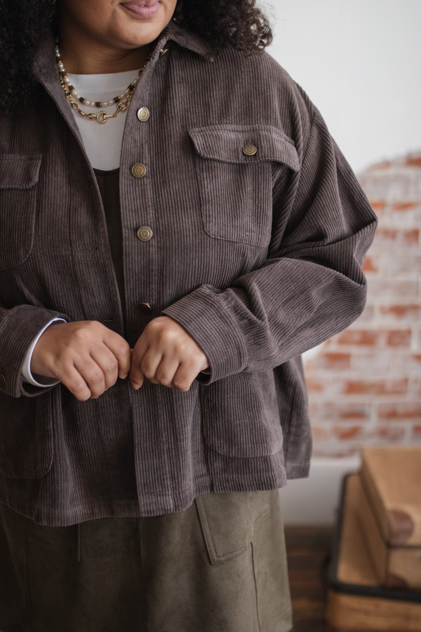 Coco Oversized Corduroy Pocket Jacket
