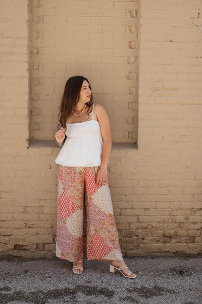 April Patchwork Wide Leg Pants