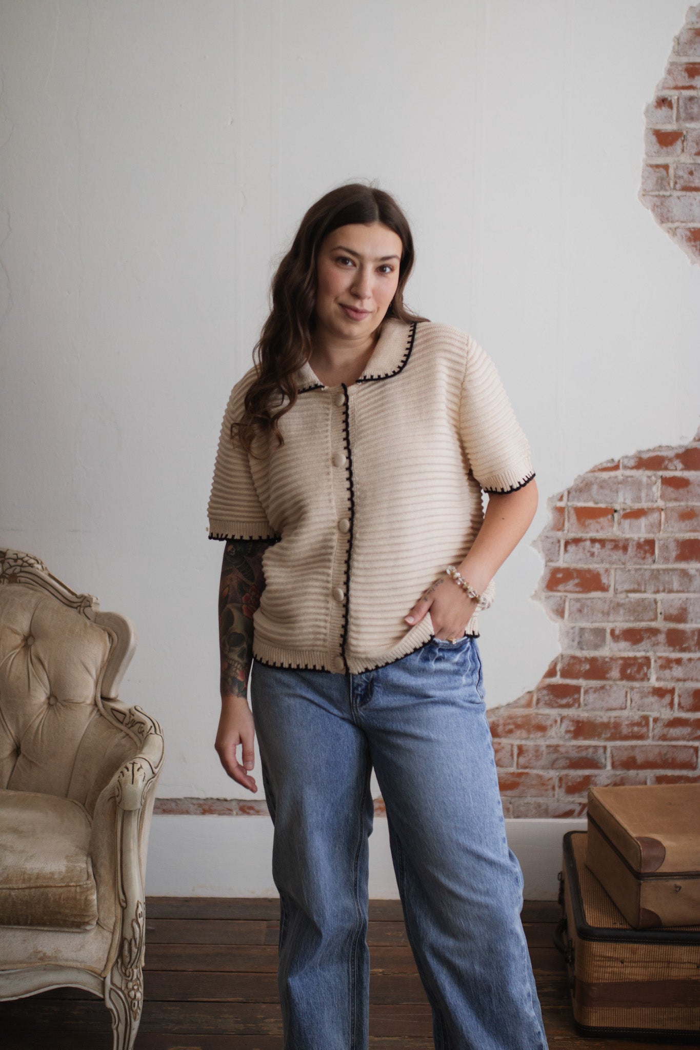 Elowen Knit Collared Top