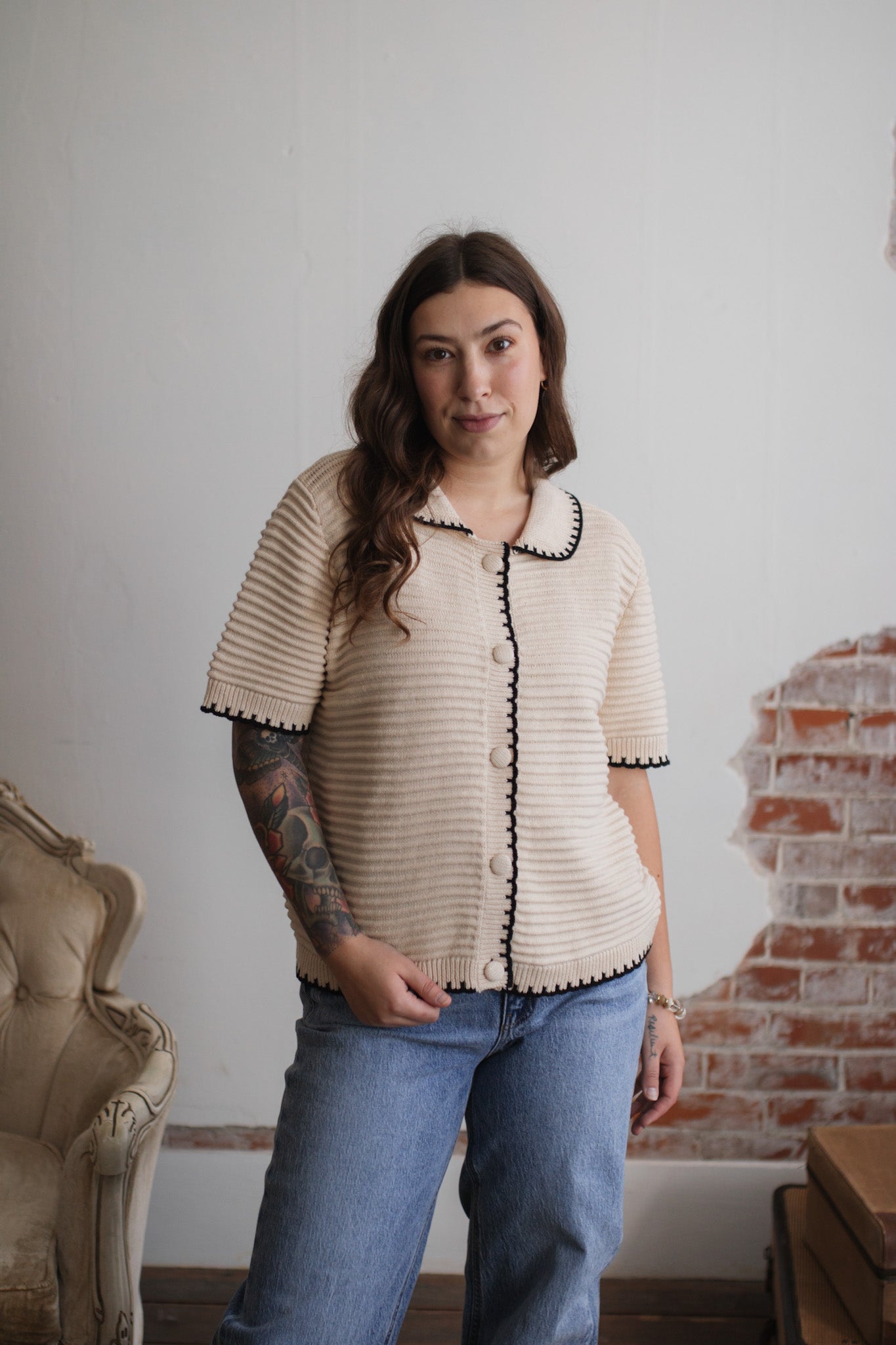 Elowen Knit Collared Top