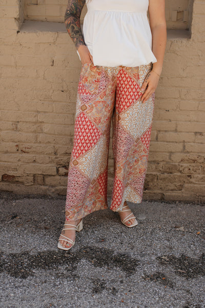April Patchwork Wide Leg Pants