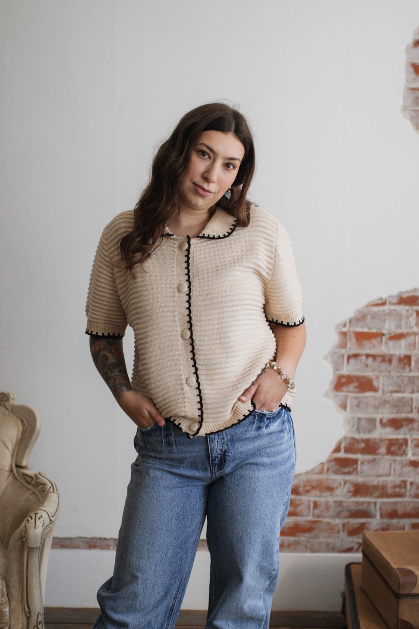 Elowen Knit Collared Top