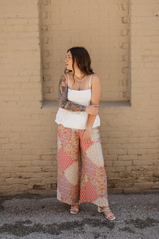 April Patchwork Wide Leg Pants