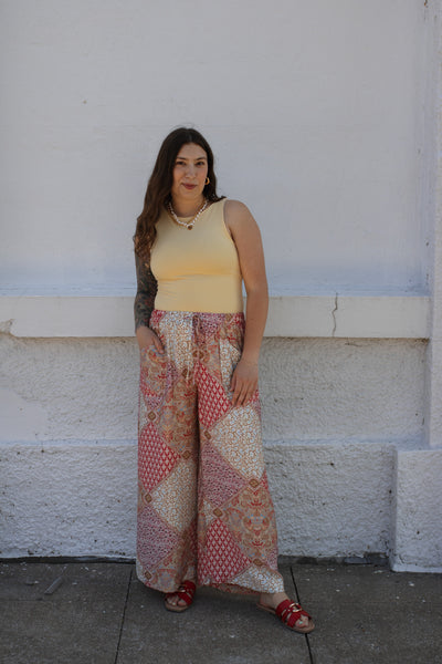 April Patchwork Wide Leg Pants