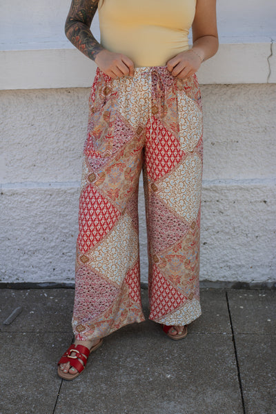 April Patchwork Wide Leg Pants