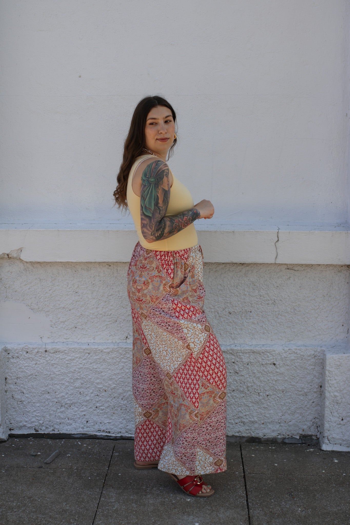 April Patchwork Wide Leg Pants