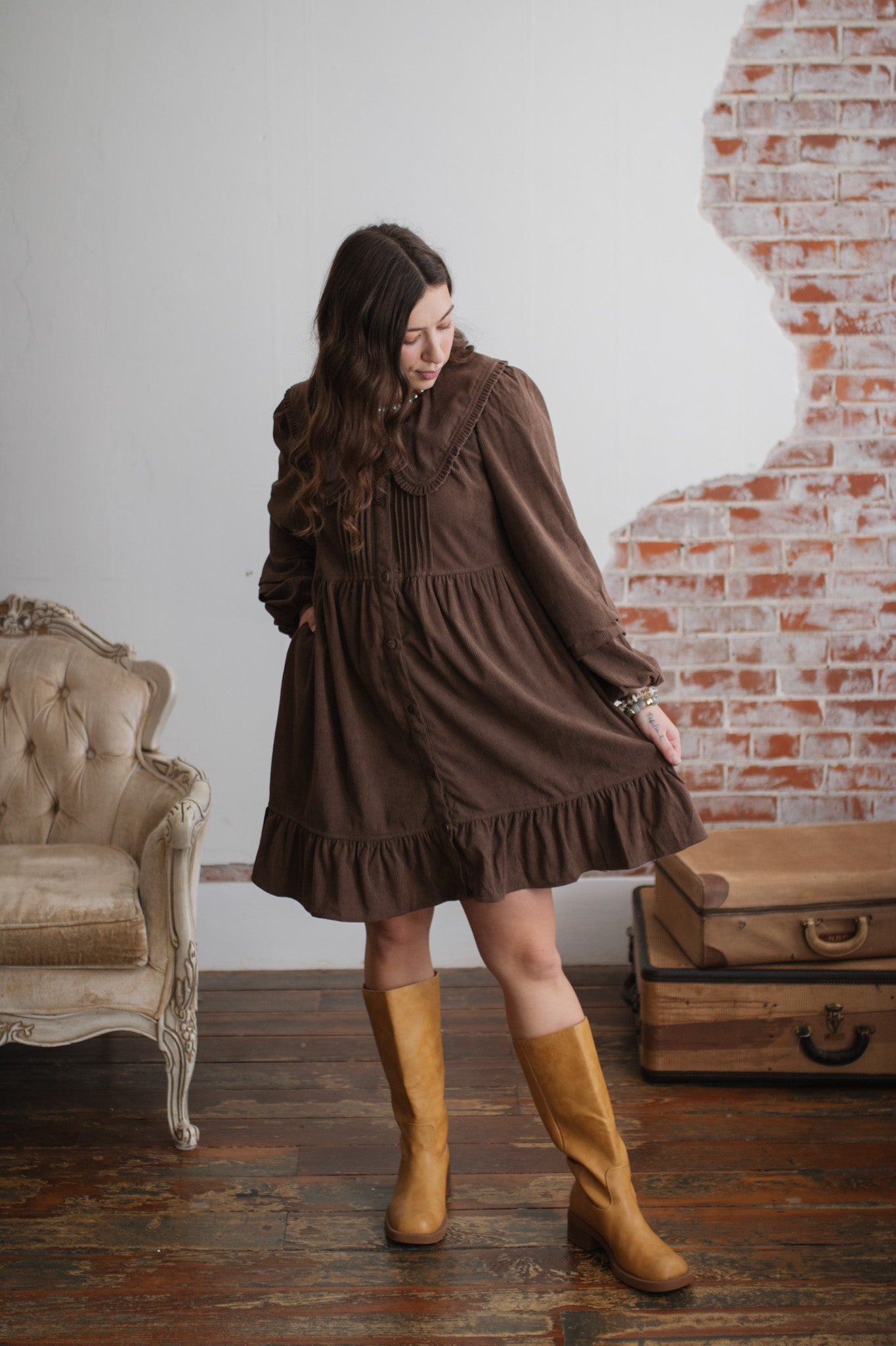 Wendy Corduroy Babydoll Dress