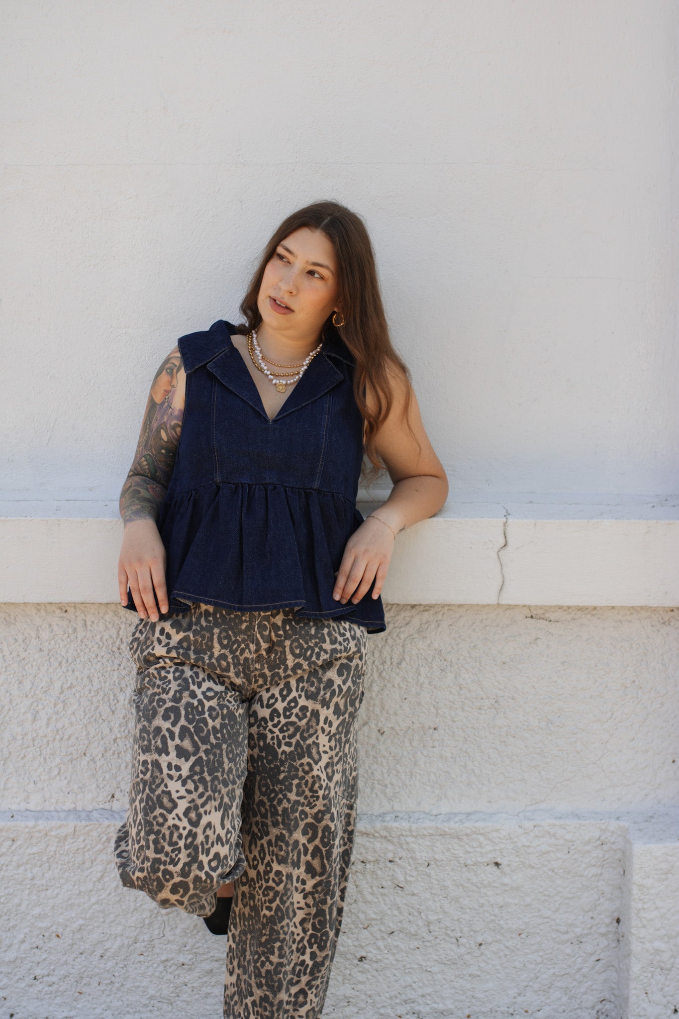 Jada Denim Peplum Top