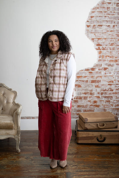 Emery Snap Button High Neck Vest | Blush