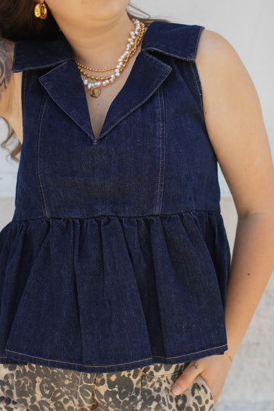 Jada Denim Peplum Top