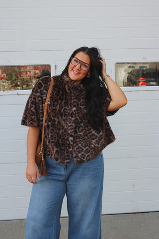 Blaire Faux Fur Leopard Capelet