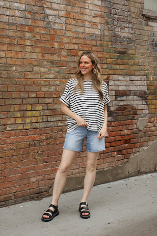 Millie Striped Oversized Short Sleeve Top
