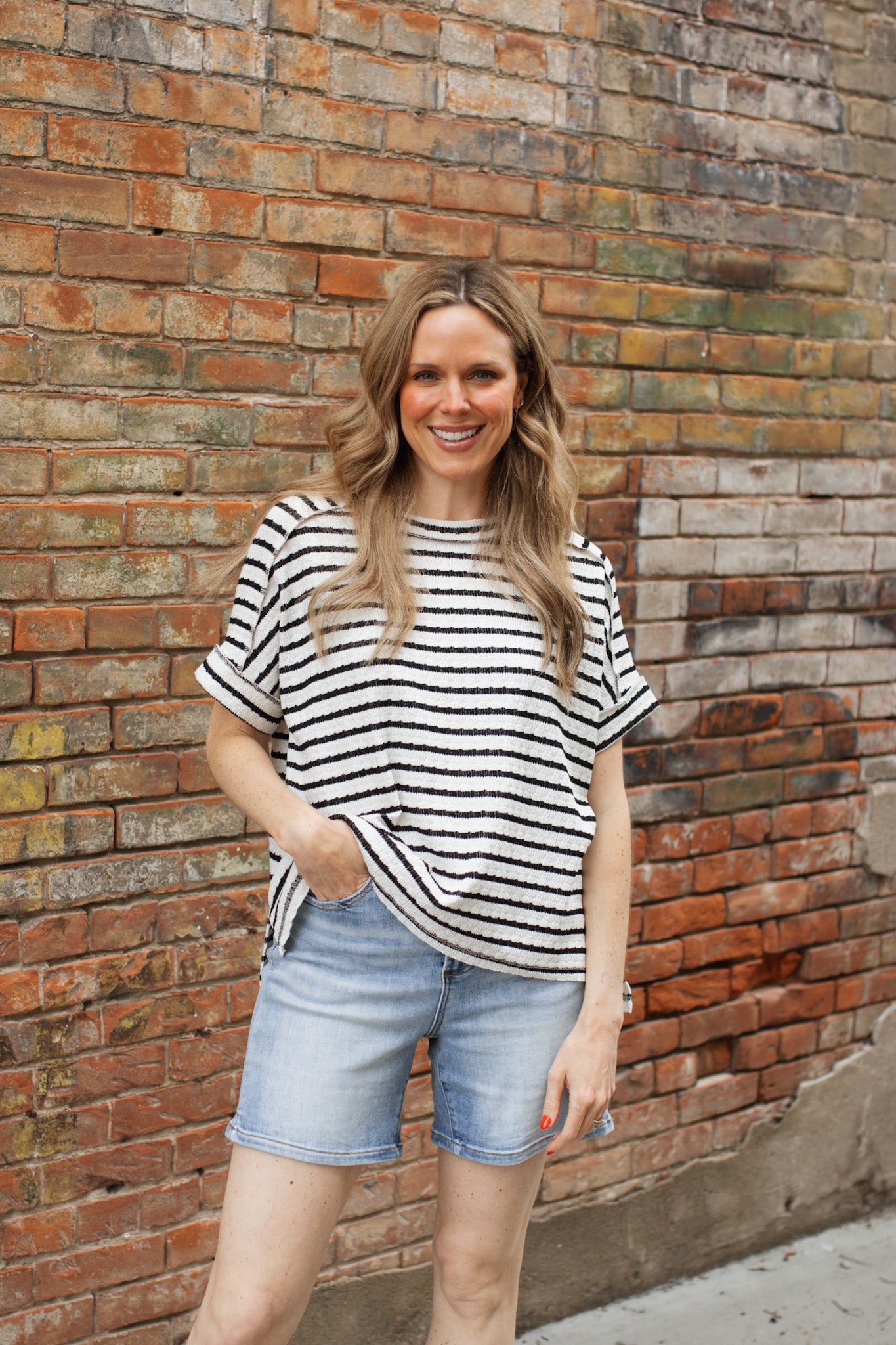 Millie Striped Oversized Short Sleeve Top