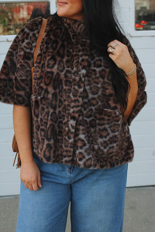Blaire Faux Fur Leopard Capelet