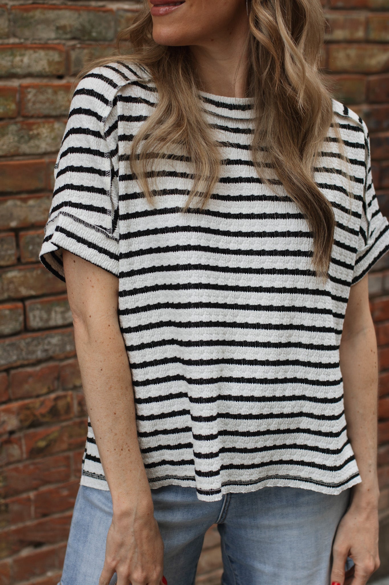 Millie Striped Oversized Short Sleeve Top