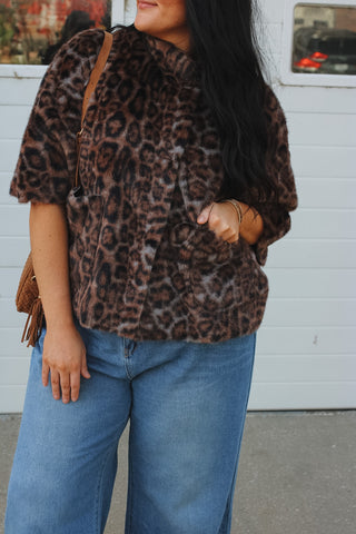 Blaire Faux Fur Leopard Capelet