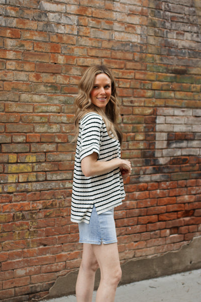 Millie Striped Oversized Short Sleeve Top