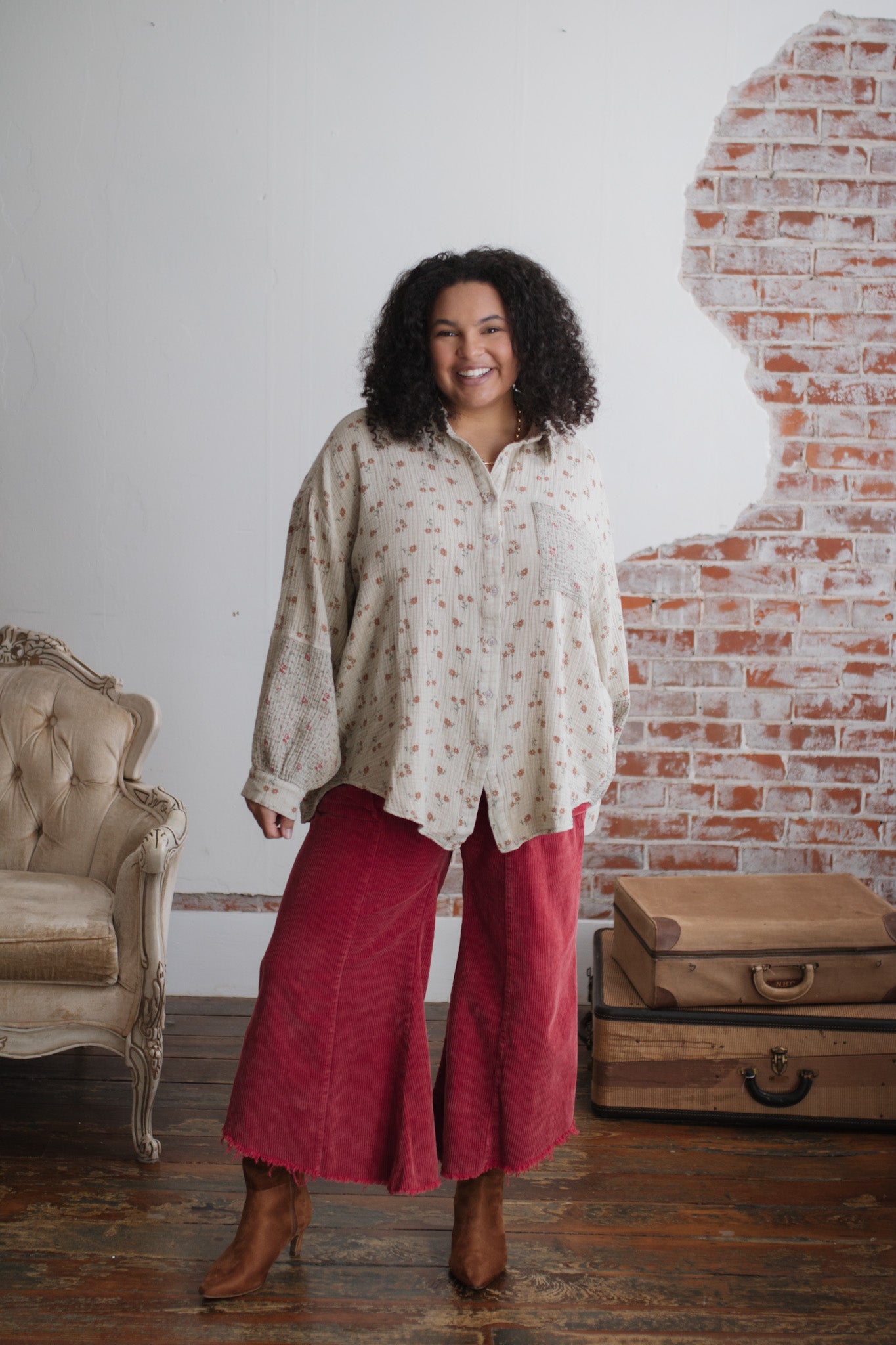 Flora Washed Gauze Button Down