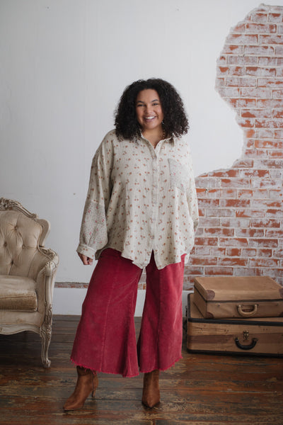 Flora Washed Gauze Button Down