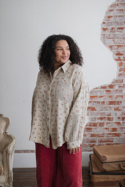 Flora Washed Gauze Button Down