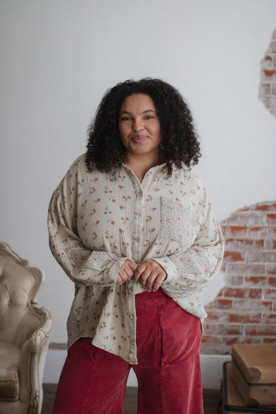 Flora Washed Gauze Button Down