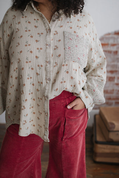 Flora Washed Gauze Button Down
