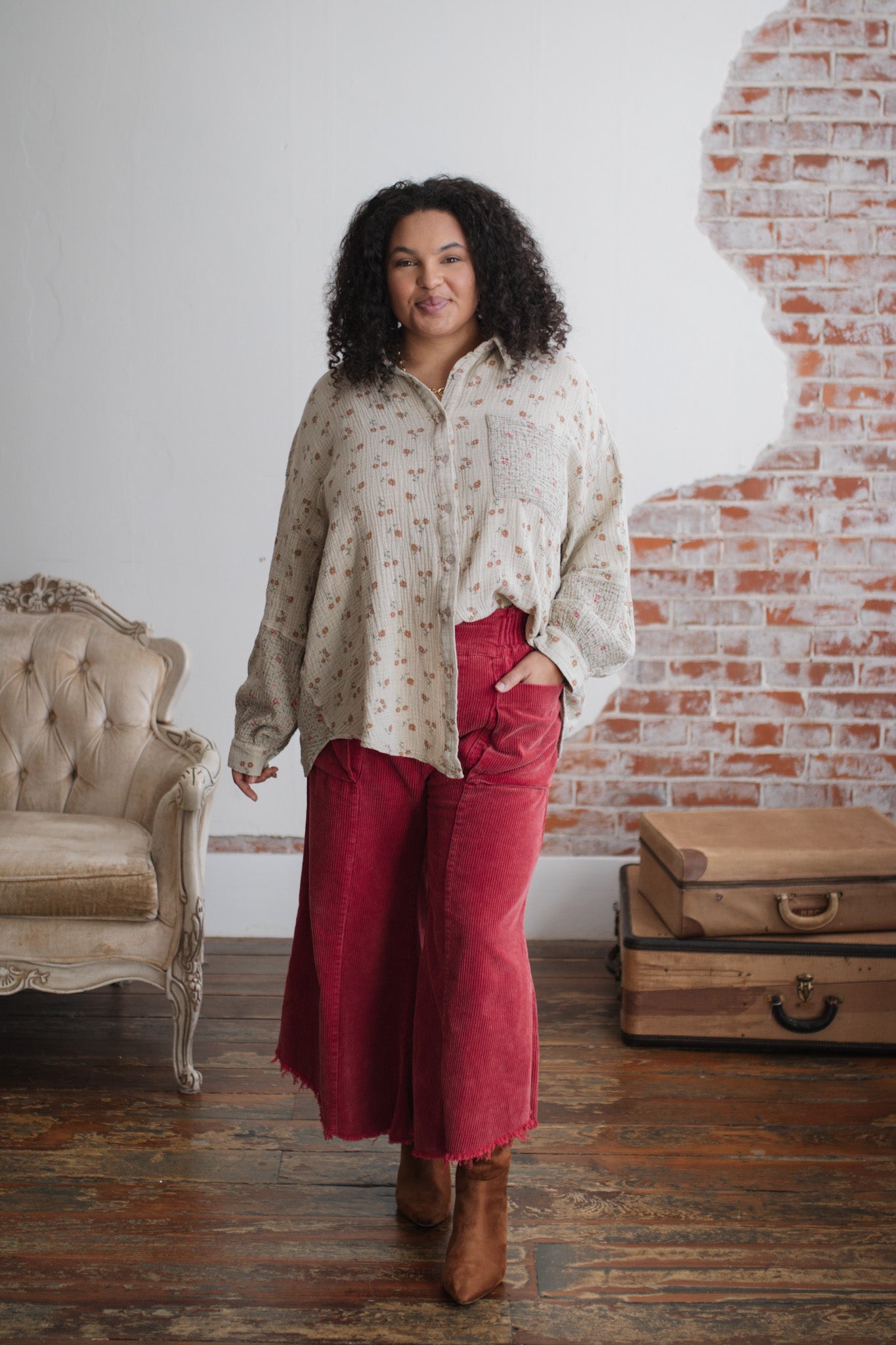 Flora Washed Gauze Button Down