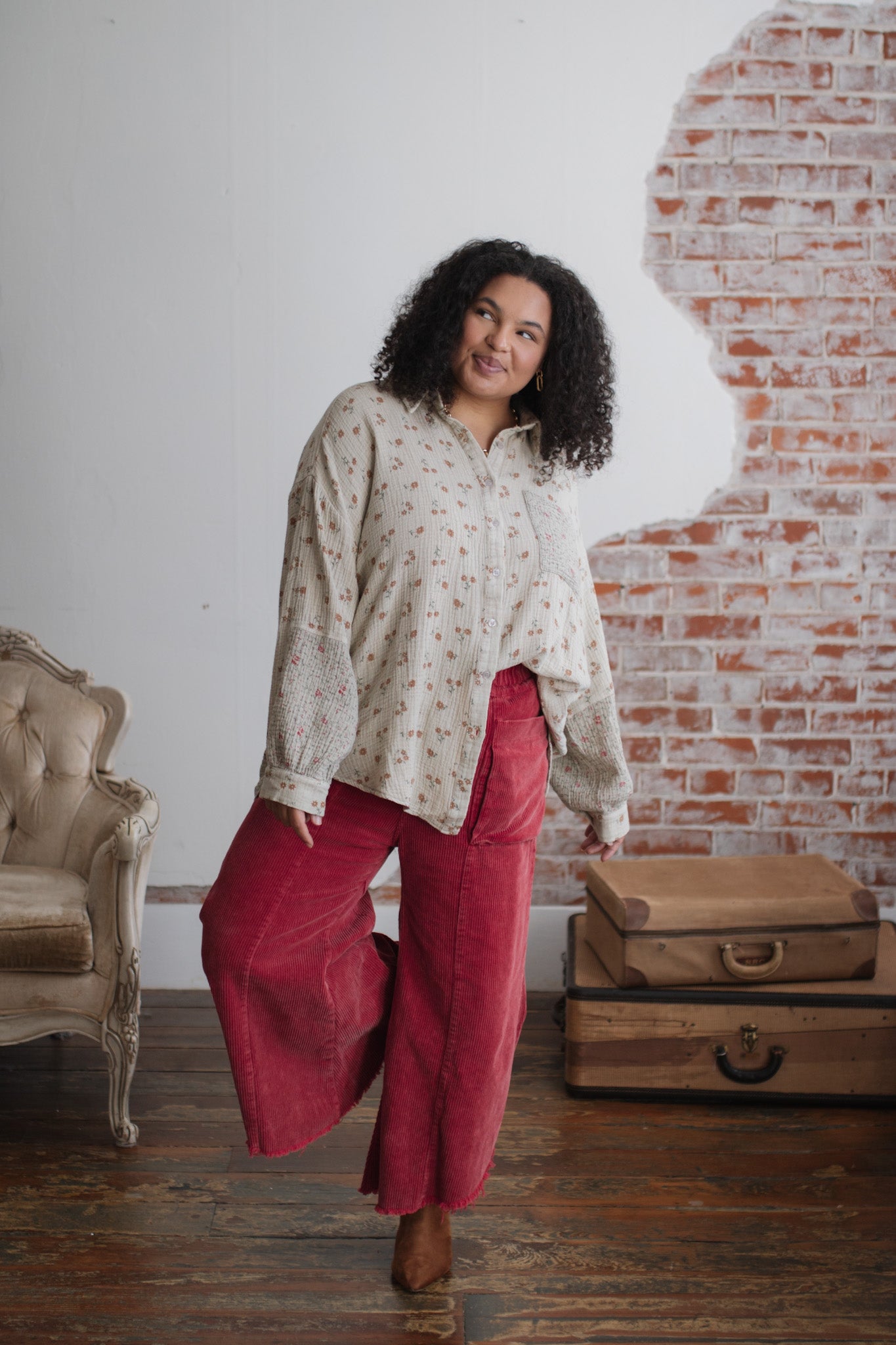 Flora Washed Gauze Button Down