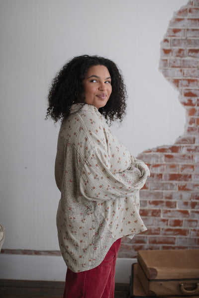 Flora Washed Gauze Button Down