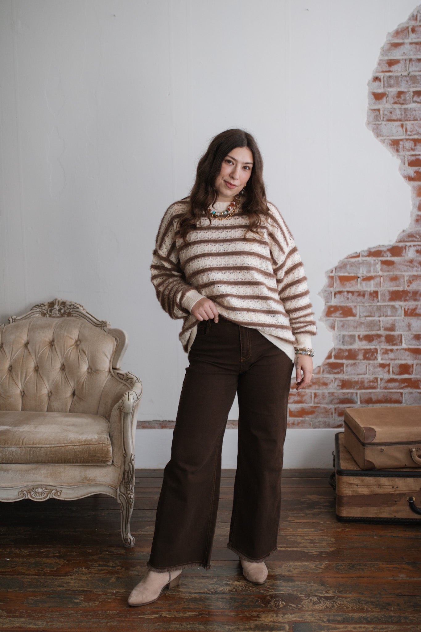 Maisie Wide Leg Brown Denim