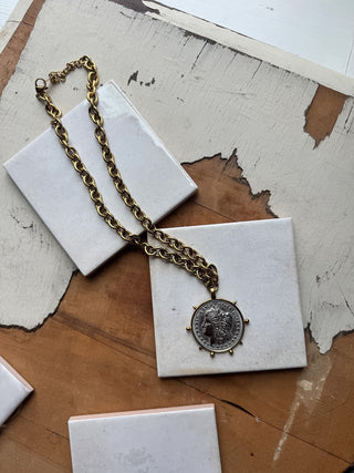Love Each Other More Two-Tone Coin Necklace