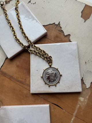 Love Each Other More Two-Tone Coin Necklace