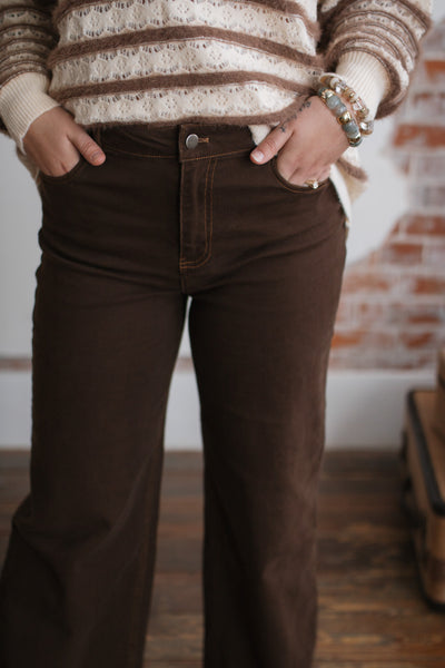 Maisie Wide Leg Brown Denim