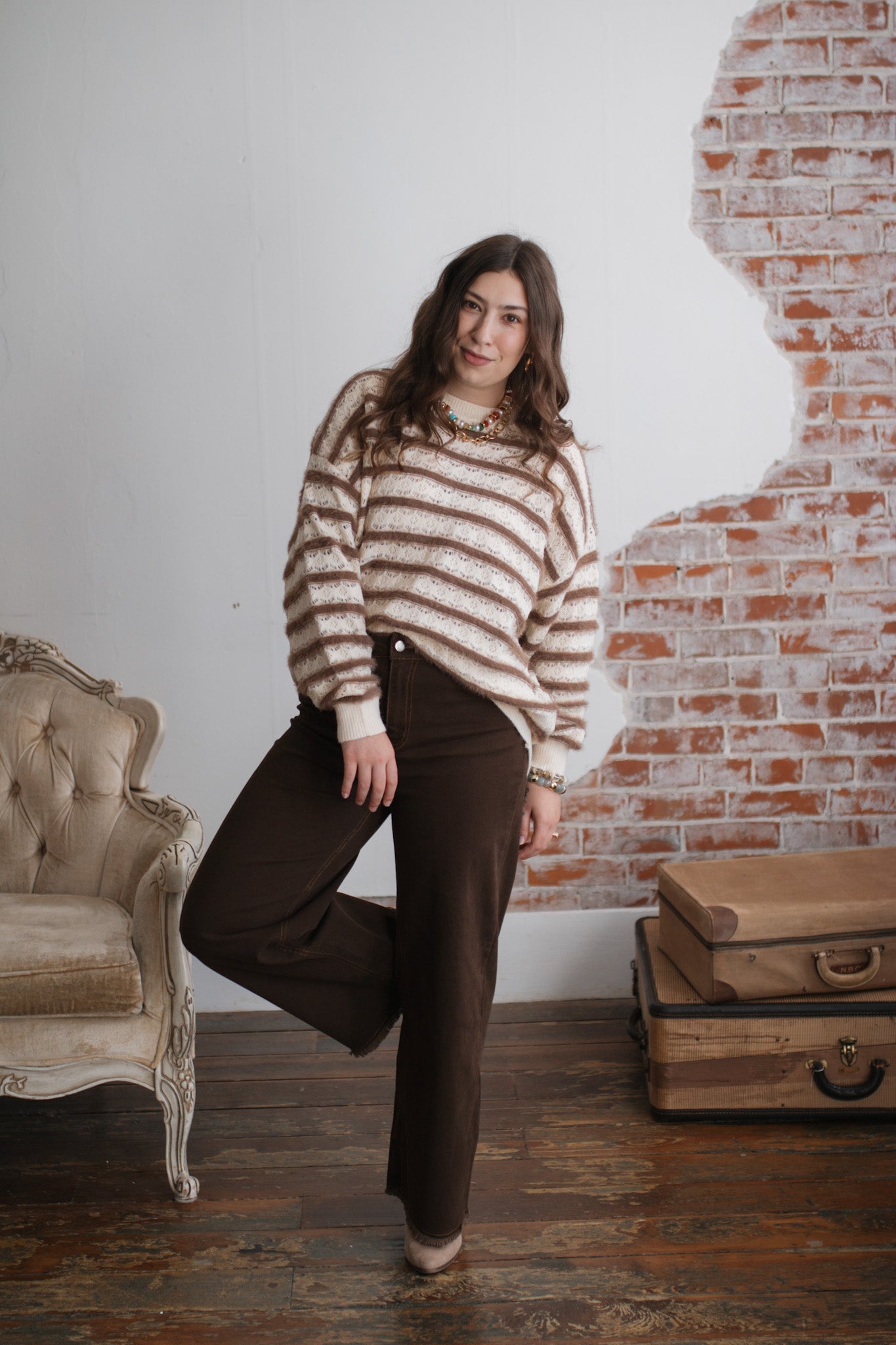 Maisie Wide Leg Brown Denim