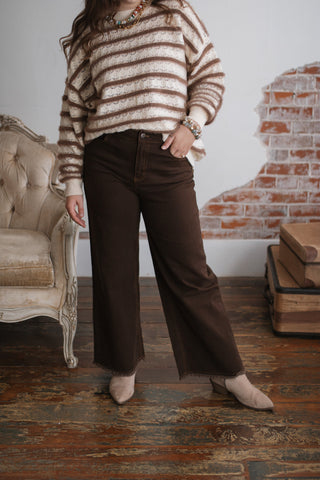 Maisie Wide Leg Brown Denim