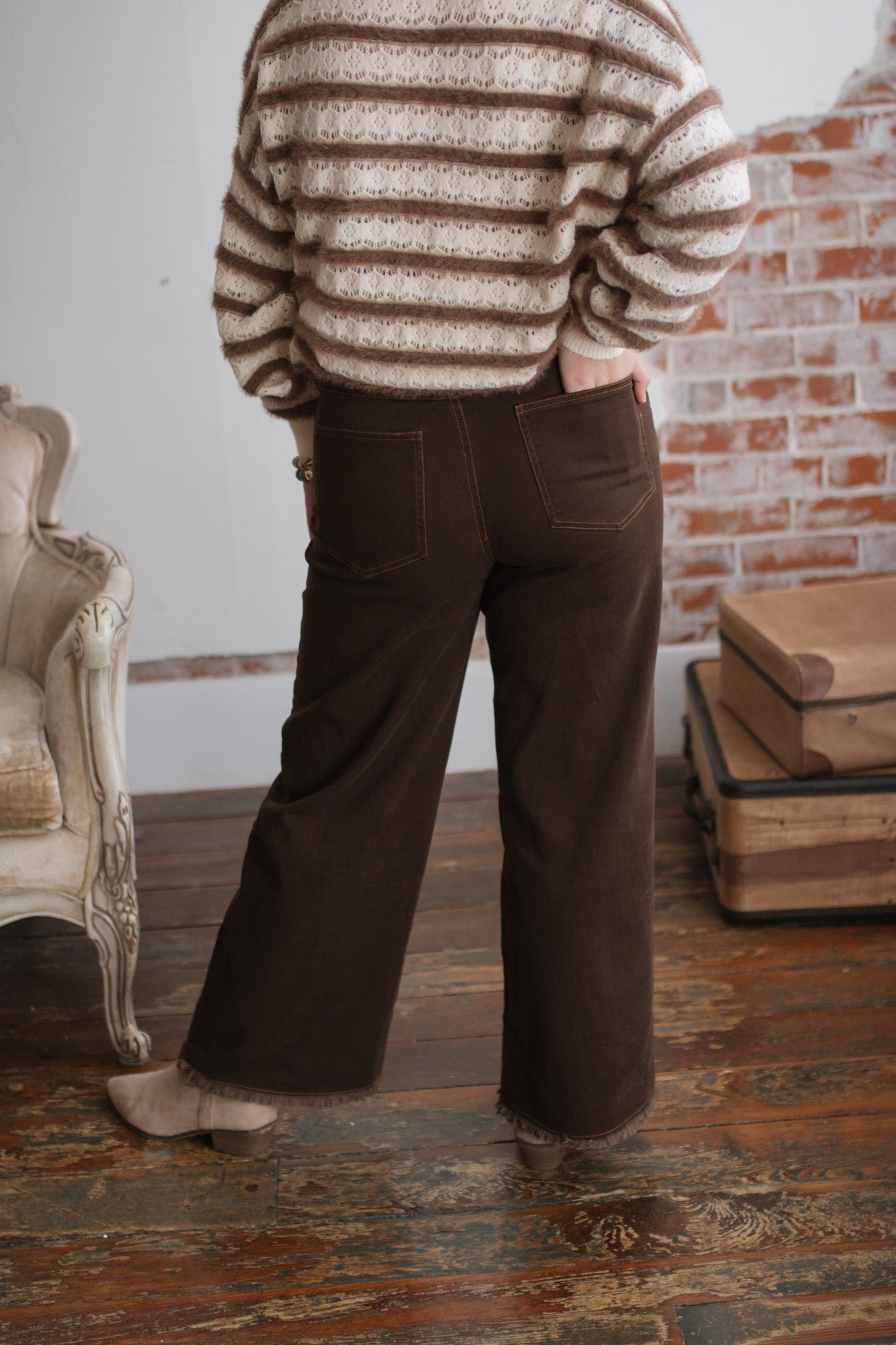 Maisie Wide Leg Brown Denim