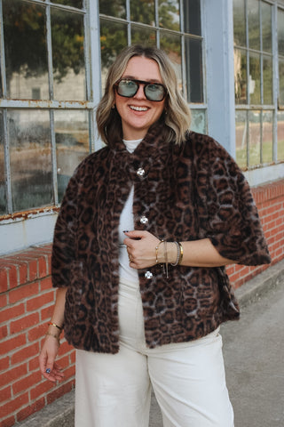 Blaire Faux Fur Leopard Capelet