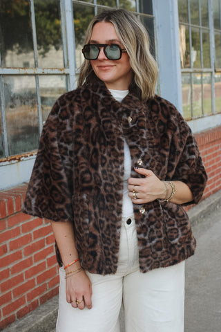 Blaire Faux Fur Leopard Capelet