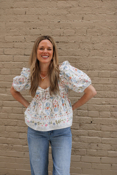 Demi Floral Puff Sleeve Blouse