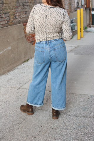 Kenna Embroidered Wide Leg Jeans