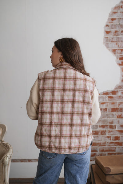 Emery Snap Button High Neck Vest | Blush