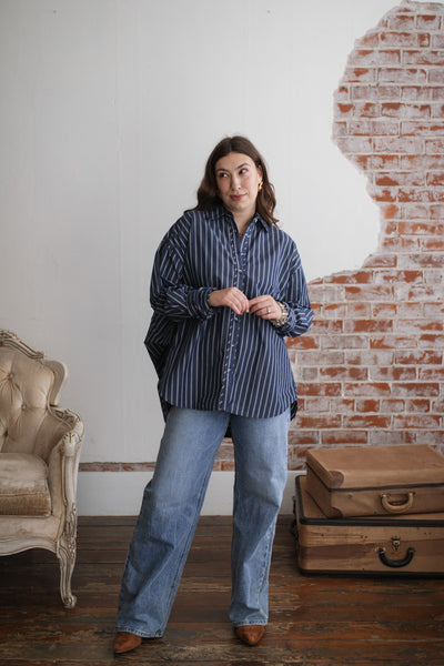 Zoe Striped Boyfriend Button Down