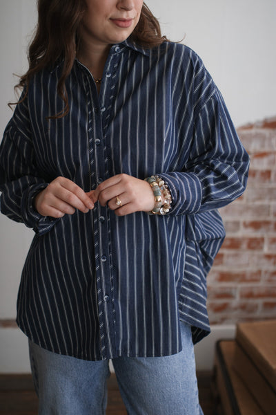 Zoe Striped Boyfriend Button Down