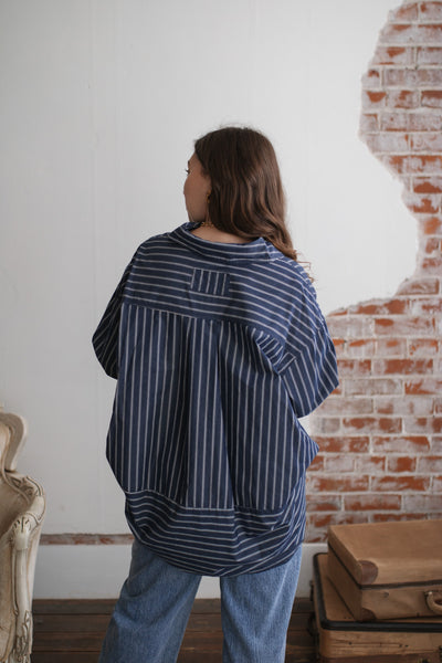 Zoe Striped Boyfriend Button Down