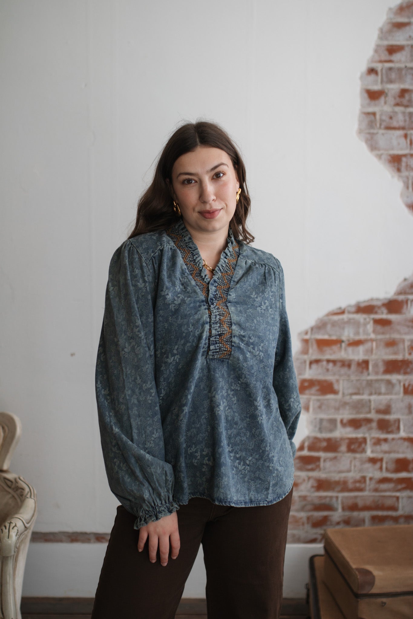 Avery Floral Stitch Top