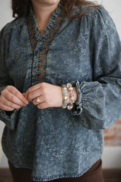 Avery Floral Stitch Top