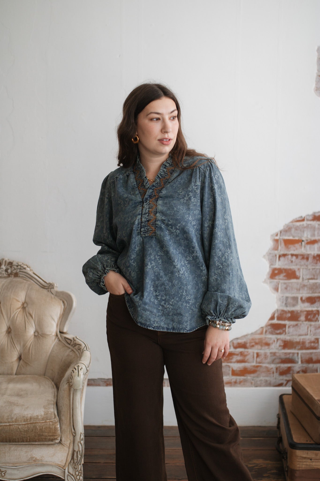 Avery Floral Stitch Top