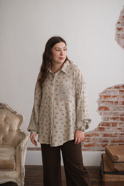 Flora Washed Gauze Button Down
